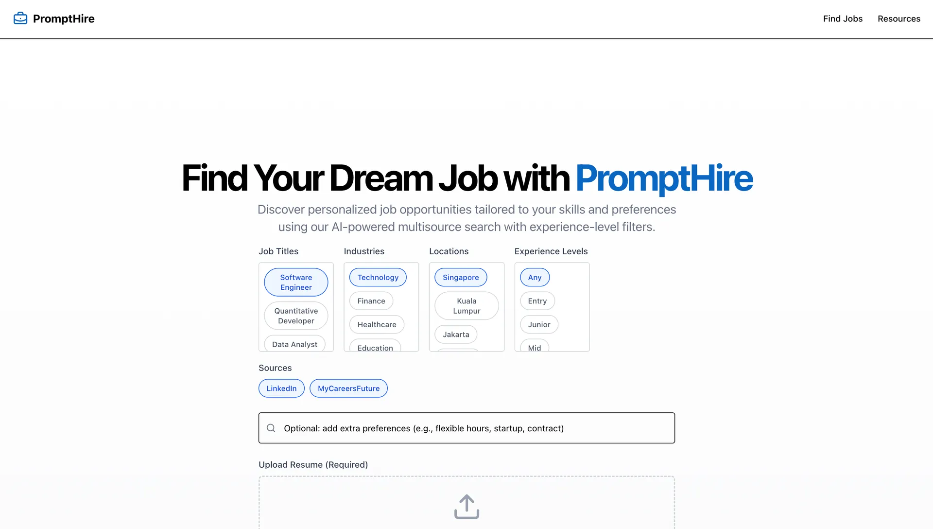 PromptHire — A platform to find the best jobs with a single prompt and your resume